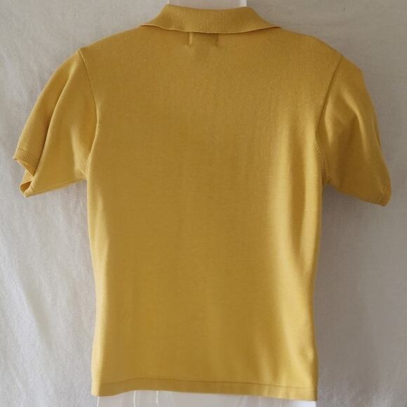 Van Heusen "For Her" VTG Mustard Yellow Short Sleeve Knit Collard Blouse W SZ M - Picture 2 of 7